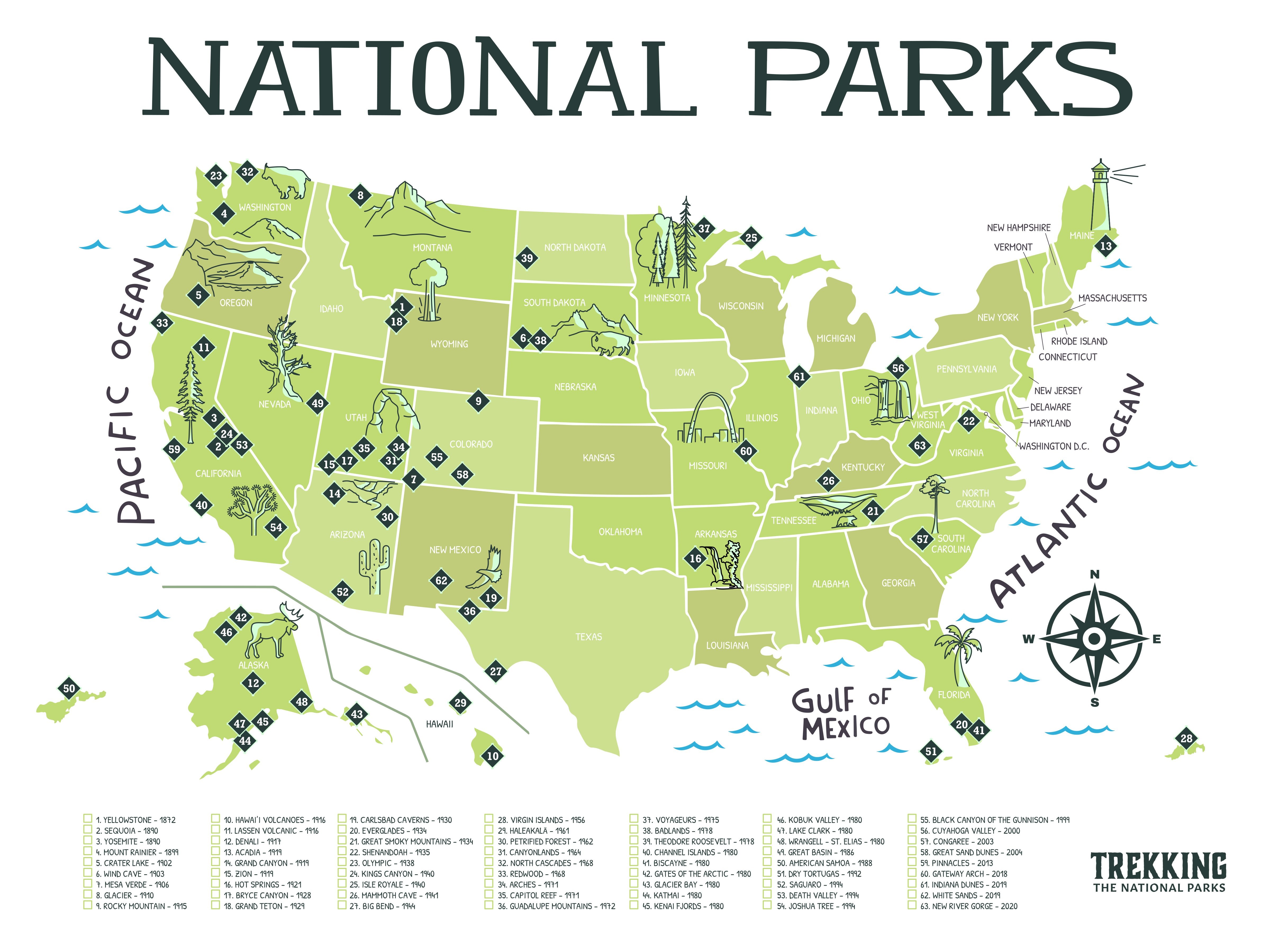 National Parks Map - Digital Download