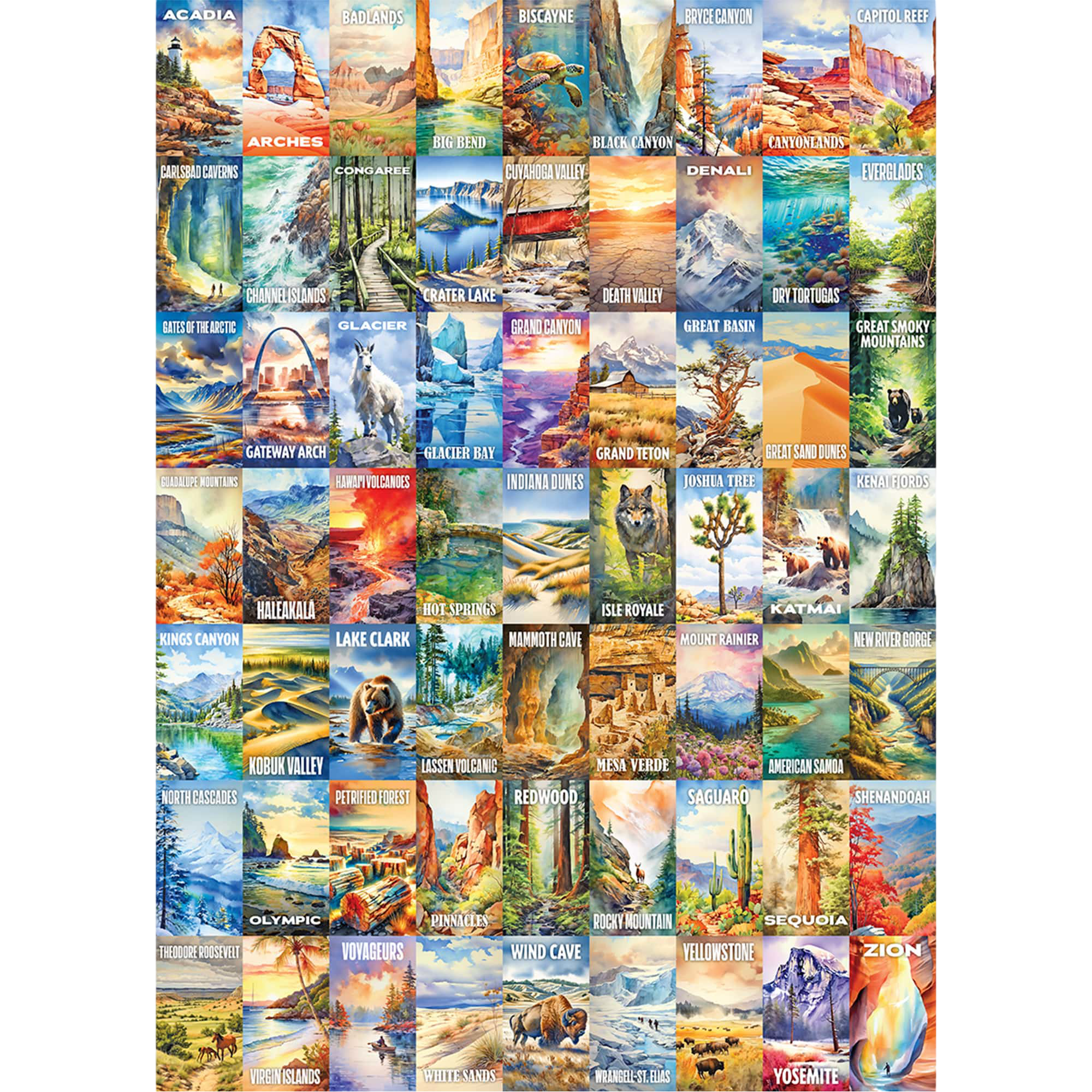 Water bottle with National Parks stickers, included stickers sheets, and interchangeable lids.